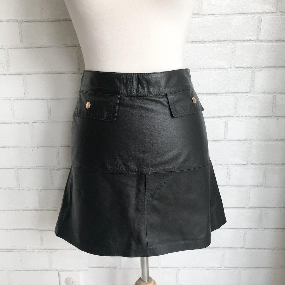 Lilly Sarti Blue Label Black Leather Skirt